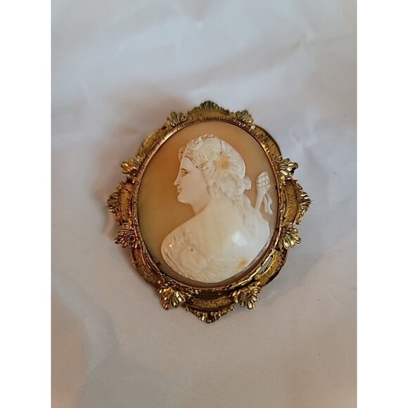 Antique 1900s Hand Carved Shell Cameo Brooch STUNNING - Picture 14 of 16